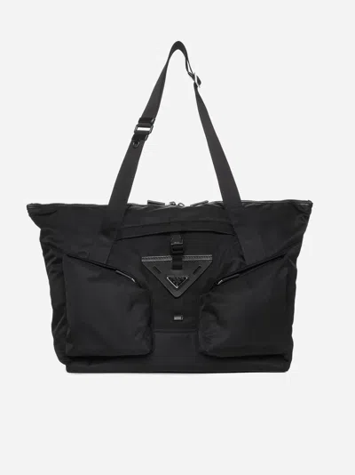 Prada Re-nylon Duffle Bag In Black