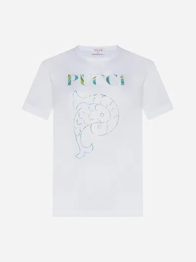 Pucci Logo-print Cotton T-shirt In White