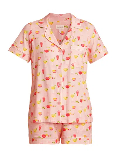 Bedhead Pajamas Women's Short-sleeve Top & Boxers Pajamas Set In Pink Mixology