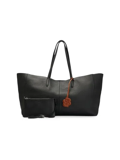 Hugo Boss Women's Grained-leather Shopper Bag With Detachable Pouch In Black