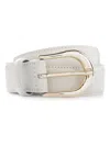 Hugo Boss Italian-leather Belt With Logo-engraved Buckle In White