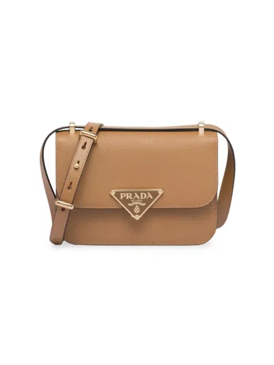Prada Women's  Emblème Saffiano Shoulder Bag In Brown