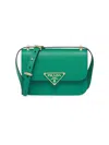 Prada Emblème Saffiano Leather Shoulder Bag In Green