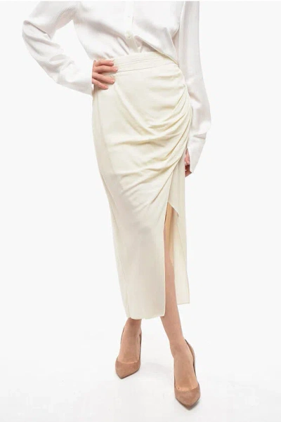 Self-portrait Wrap Midi Skirt In White