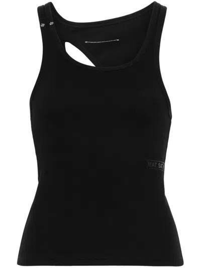 Mm6 Maison Margiela Cut-out Ribbed Tank Top In Black