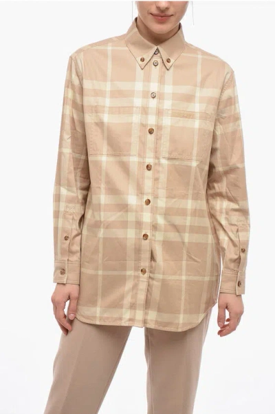Burberry Tartan Shirt With Breast Pockets In Neutral