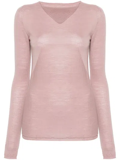 Rick Owens Biker Level Virgin-wool Jumper In Dusty Pink