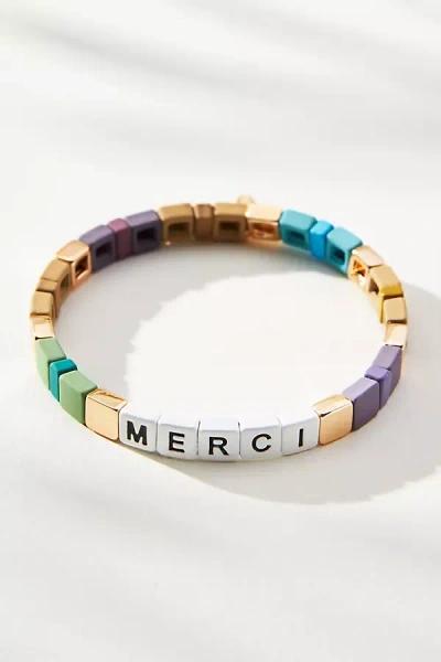 Anthropologie Worded Chicklet Bracelet In Purple