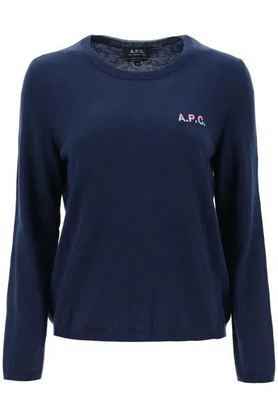 A.p.c. 'albane' Crew-neck Cotton Sweater In Blue