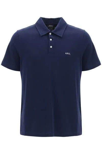 Apc Logo Embroidery Polo Shirt In Blue