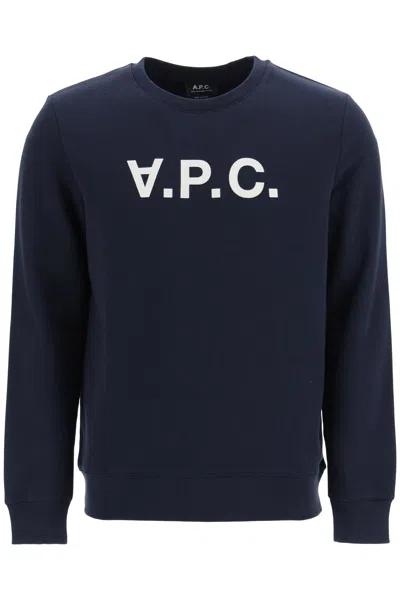 Apc Flock V.p.c. Logo Sweatshirt In Blue