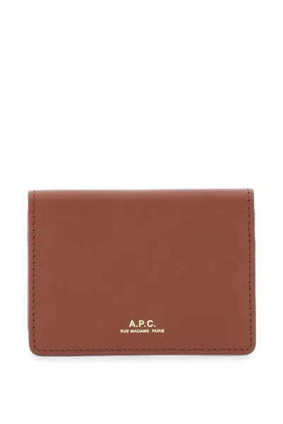 Apc Leather Stefan Card Holder In Brown