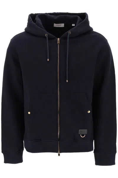 Agnona Cotton And Cashmere Hoodie In Blue