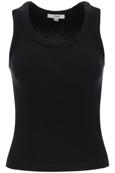 Agolde Poppy Ribbed Tank Top In Black