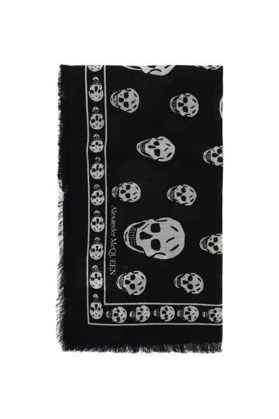 Alexander Mcqueen Light Wool Skull Scarf In Mixed Colours