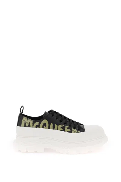 Alexander Mcqueen Tread Slick Sneakers With Graffiti Logo In Multi-colored