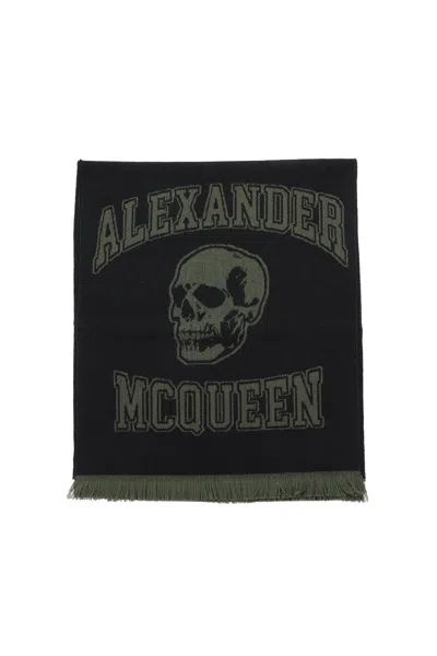 Alexander Mcqueen Varsity Logo Wool Scarf In Mixed Colours