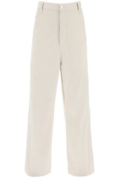 Ami Alexandre Mattiussi Ribbed Velvet Trousers In White