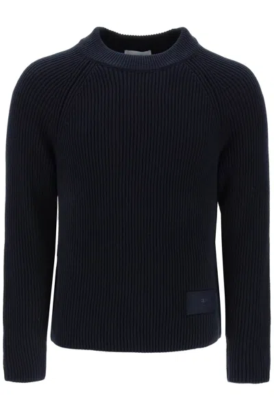 Ami Alexandre Mattiussi Cotton And Wool Blend Jumper In Blue