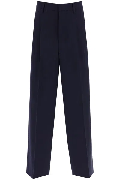 Ami Alexandre Mattiussi Loose Fit Pants With Straight Cut In Blue