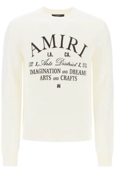 Amiri Arts District Logo-embroidered Wool Jumper In White,neutro