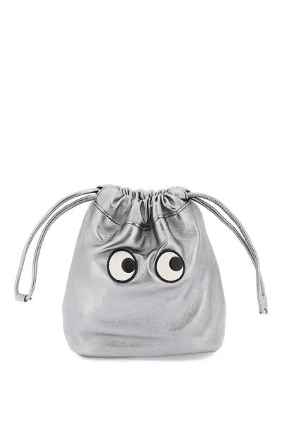 Anya Hindmarch Eyes Drawstring Pouch In Silver