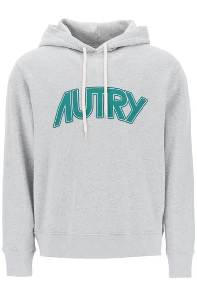 Autry Hoodie With Maxi Logo Print In Grey
