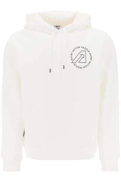 Autry Logo-print Cotton Hoodie In White
