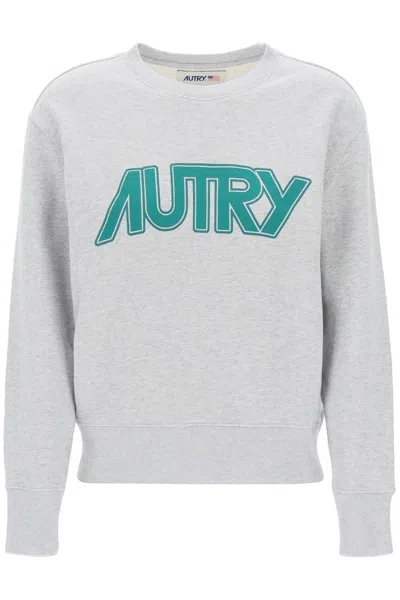 Autry Felpa Con Maxi Stampa Logo In Grey