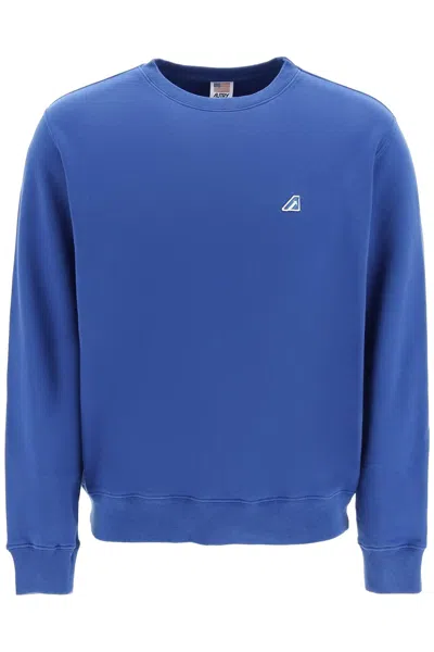 Autry Tennis Logo-patch Cotton Sweatshirt In Blue