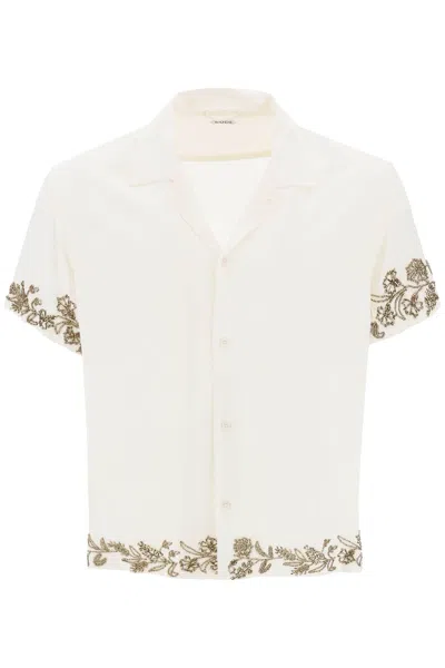 Bode Silk Shirt With Floral Beadworks In White