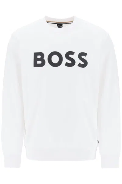 Hugo Boss Boss Logo Print Sweatshirt In White