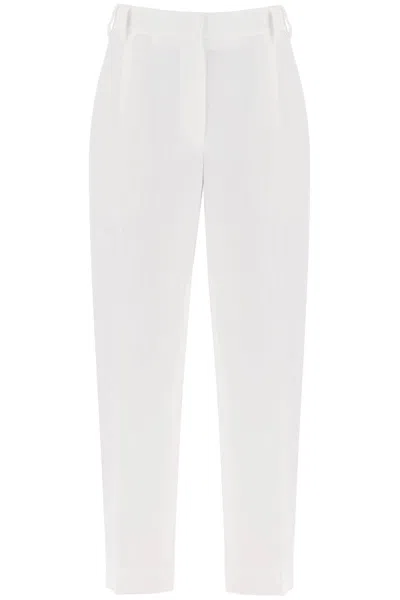 Brunello Cucinelli Double Pleated Trousers In White