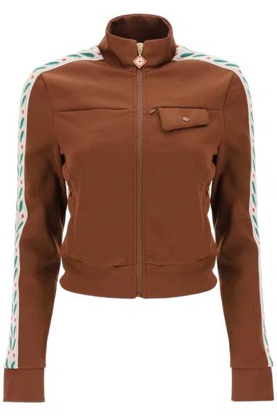 Casablanca Laurel Zip-up Sweatshirt In Brown