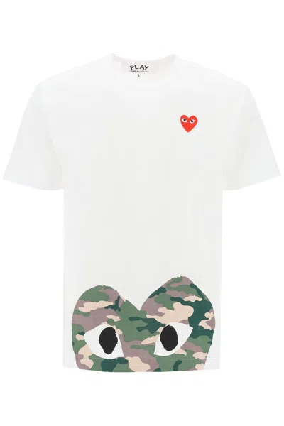 Comme Des Garçons Play Camouflage Heart T-shirt In White