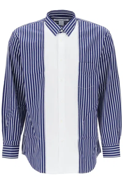 Comme Des Garçons Shirt Paneled Striped Shirt In White