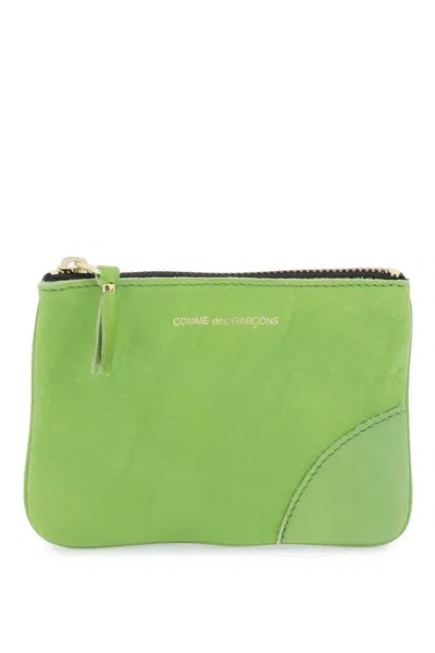Comme Des Garçons Leather Coin Purse In Green