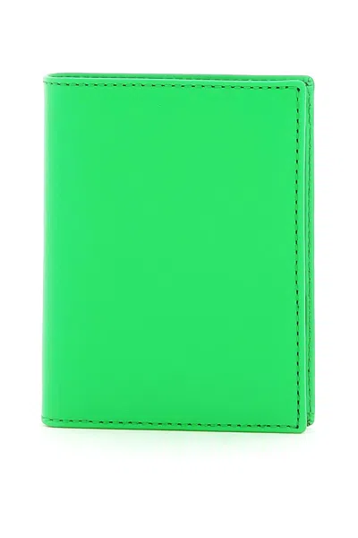 Comme Des Garçons Leather Small Bi-fold Wallet In Green
