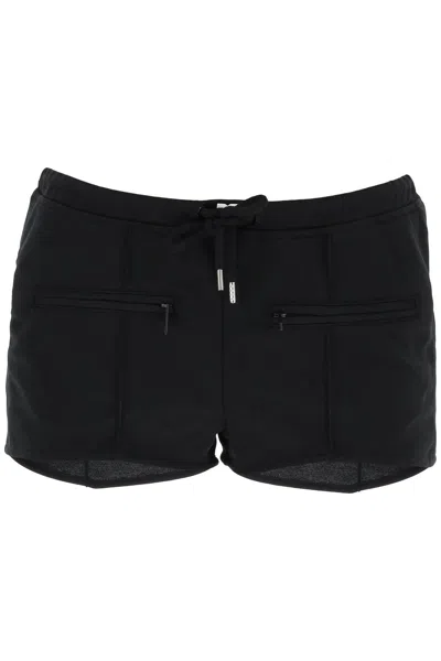 Courrèges Mini Shorts In Jersey Interlock In Black