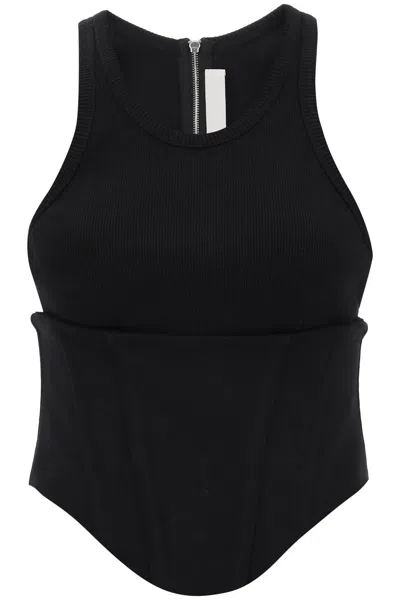Dion Lee Tank Top With Underbust Corset In Black