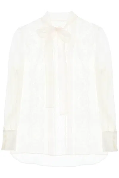 Dolce & Gabbana Chiffon Blouse With Lace Inserts In White
