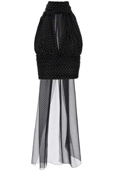 Dolce & Gabbana Polka Dot-print Silk Top In Black  