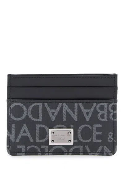 Dolce & Gabbana Coated Jacquard Cardholder In Black