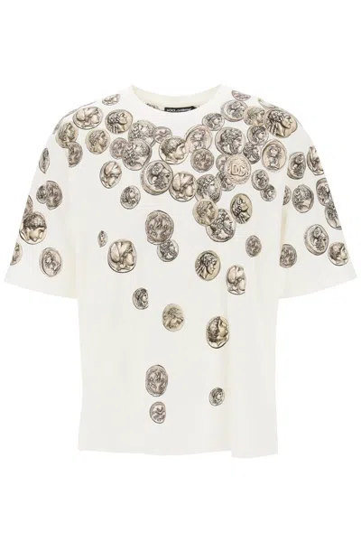 Dolce & Gabbana Coins Print Oversized T-shirt In White