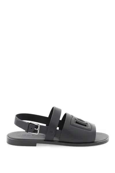 Dolce & Gabbana Dg Logo Sandals In Black