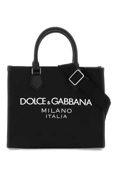 Dolce & Gabbana Nylon Small Tote Bag In Black