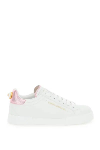 Dolce & Gabbana Portofino Sneakers With Pearl In Mixed Colours