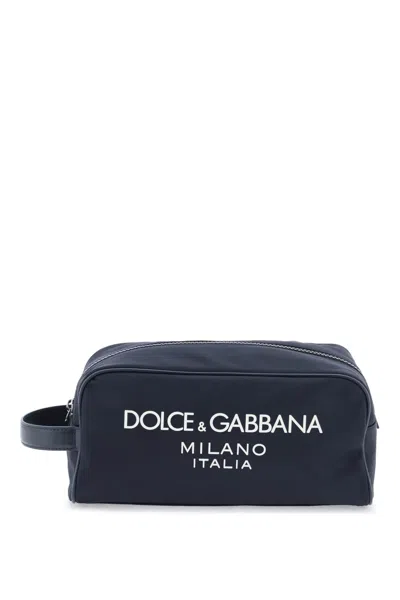 Dolce & Gabbana Rubberized Logo Beauty Case In Blue