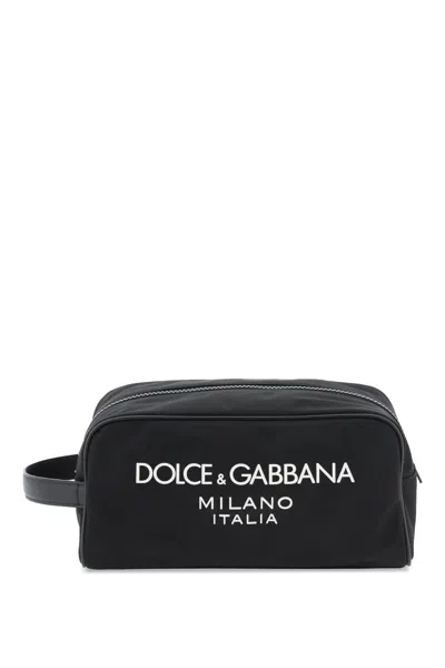 Dolce & Gabbana Rubberized Logo Beauty Case In Black