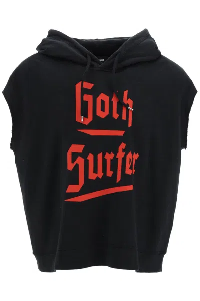 Dsquared2 'd2 Goth Surfer' Sleeveless Hoodie In Black